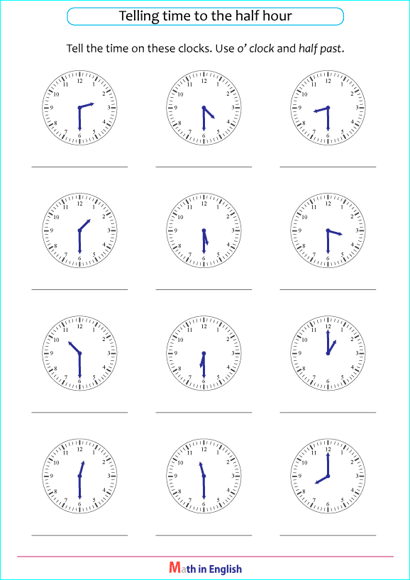 tell time using half past