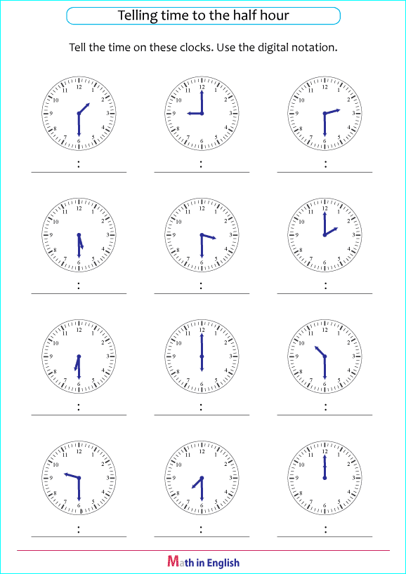 tell time using half past