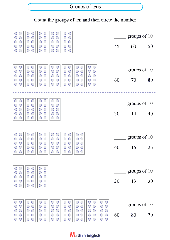 groups of tens place value worksheet