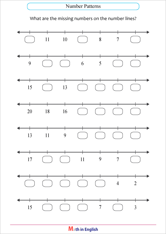 number lines up to 20 math worksheet