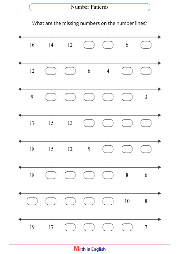 number lines up to 20 math worksheet