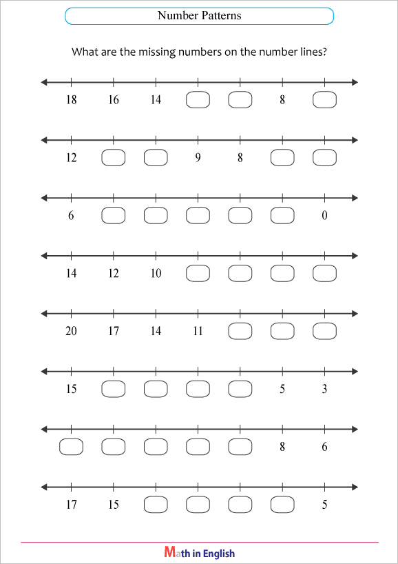 number lines up to 20 math worksheet