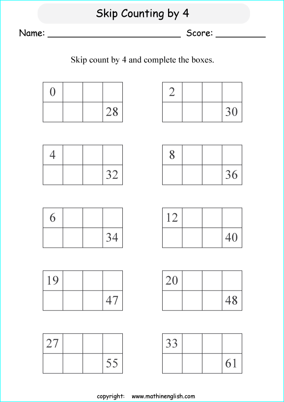 printable math skipcountimg 1 digit numbers worksheets for kids in primary and elementary math class 