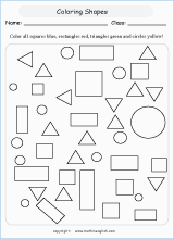 basic shapes geometry math worksheets for primary math class 