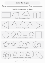 basic shapes geometry math worksheets for primary math class 