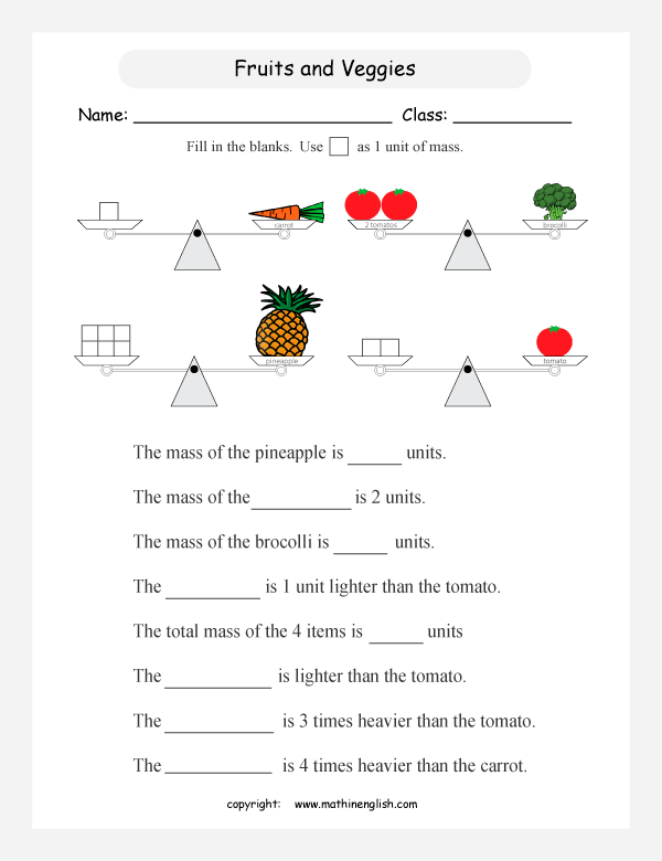 Printable primary math worksheet for math grades 1 to 6 based on the