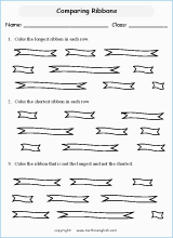 comparing length worksheets for primary math  