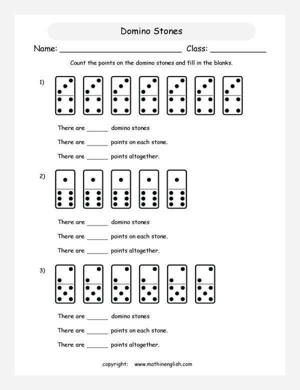 Printable primary math worksheet for math grades 1 to 6 based on the