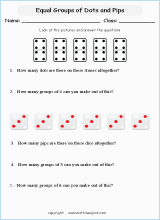 printable math  grouping picture division worksheets for kids in primary and elementary math class 