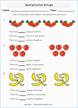 printable math multiplication with pictures worksheets for kids in primary and elementary math class 