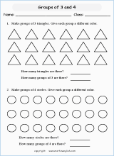 printable math  grouping picture division worksheets for kids in primary and elementary math class 