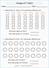 First Grade Class 1 Division By Grouping Worksheets