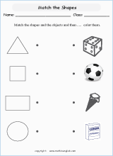 basic shapes geometry math worksheets for primary math class 