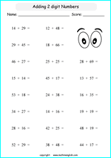 Grade 1 addition with sums up to 100 (with regrouping) math school