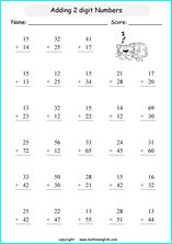 printable math addition 2 digits worksheets