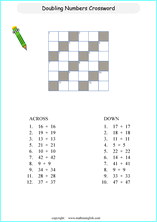 printable math addition crosswords worksheets