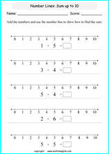 printable math addition number lines worksheets