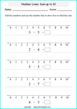 printable math addition number lines worksheets