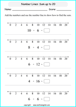 printable math addition number lines worksheets