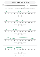 printable math addition number lines worksheets