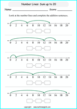 printable math addition number lines worksheets