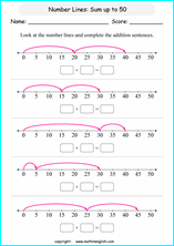 printable math addition number lines worksheets