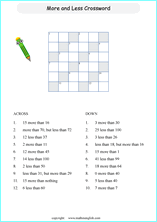 printable math subtraction crossword worksheets for kids in primary and elementary math class 