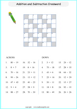 printable math addition crosswords worksheets