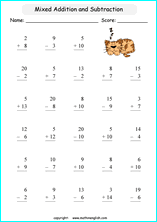 printable math addition subtraction mixed worksheets