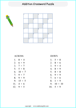 printable math addition crosswords worksheets