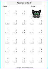 printable math 1 digit addition worksheets