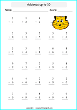 printable math 1 digit addition worksheets