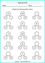 printable math addition number bonds worksheets