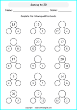 printable math addition number bonds worksheets