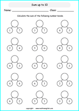 printable math addition number bonds worksheets