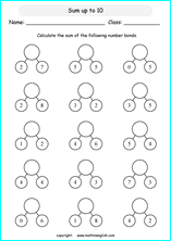 printable math addition number bonds worksheets