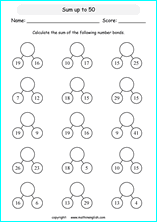 printable math addition number bonds worksheets