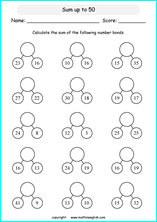 printable math addition number bonds worksheets