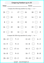 comparing numbers and ordering numbers printable math worksheets for math grades 1 to 4
