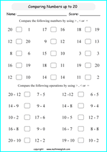 printable math comparing and ordering up to 100 worksheets for kids in primary and elementary math class 