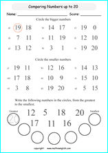 printable math comparing and ordering up to 100 worksheets for kids in primary and elementary math class 