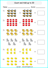 Addition math worksheets with math practice exercises and word problems