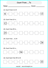 printable math countig numbers,  numeracy and number worksheets for primary and elementary math class