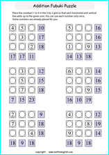 printable math addition number puzzles worksheets