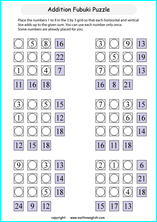 printable math addition number puzzles worksheets