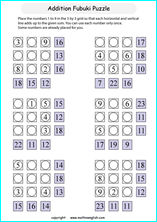 printable math addition number puzzles worksheets