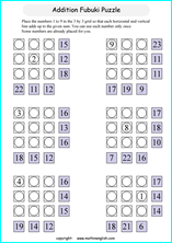 printable math addition number puzzles worksheets