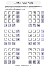 printable math addition number puzzles worksheets