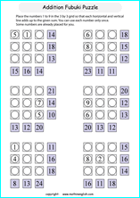 printable math addition number puzzles worksheets