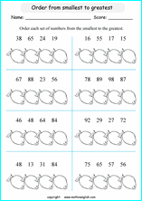 Ordering numbers up to 100 worksheet